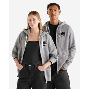 Roots Organic Original Full Zip Hoodie Gray Unisex Men's Small or Women's Medium